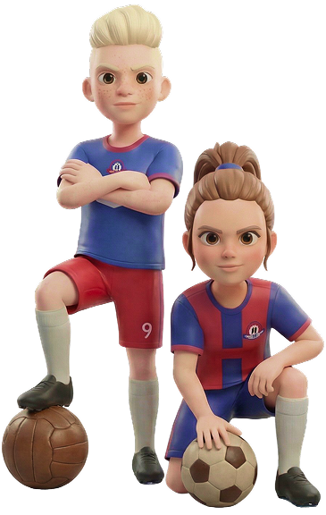 Crianças posando com bola de futebol